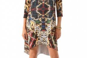 Just Cavalli Print Dress with Uneven Hem