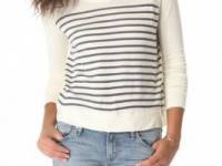 SUNDRY Striped Cropped Pullover