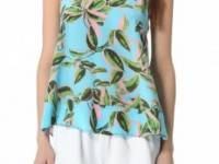 Twelfth St. by Cynthia Vincent Leaf Print Silk Tank Top