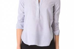 Vince Half Placket Striped Shirt