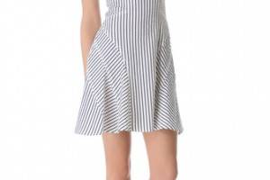 10 Crosby Derek Lam V Neck Tulip Pinstripe Dress