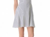 10 Crosby Derek Lam V Neck Tulip Pinstripe Dress