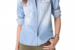 7 For All Mankind Destroyed Denim Shirt