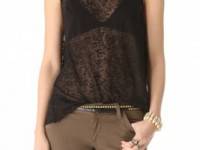AIR by alice + olivia Burnout Tee with Draped Back