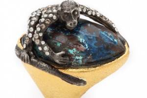 Alexis Bittar Mauritius Chrysocolla Spider Monkey Ring