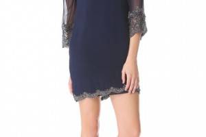 alice + olivia Frieda Scallop Hem Embroidered Dress