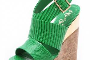 alice + olivia Steffie Embossed Wedge Sandals