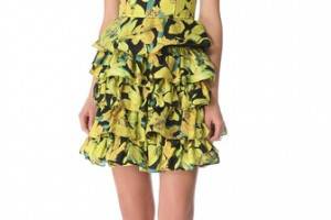 alice + olivia Strapless Tiered Bustier Dress