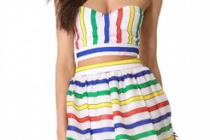 alice + olivia Striped Bustier Bra Top