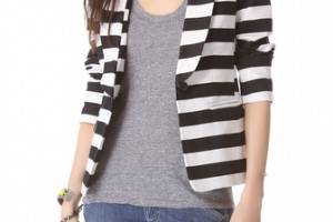 alice + olivia Strong Shoulder Striped Blazer