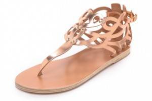 Ancient Greek Sandals Medea Metallic Flat Sandals