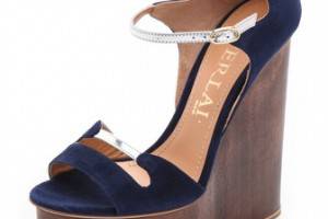 Aperlai Blue Suede Wedge Sandals