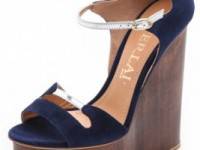 Aperlai Blue Suede Wedge Sandals