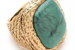 Aurelie Bidermann Miki Dora Rope Ring with Turquoise Stone