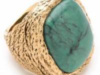 Aurelie Bidermann Miki Dora Rope Ring with Turquoise Stone