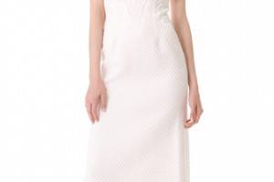 Badgley Mischka Collection Ivory Brocade Strapless Gown