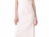 Badgley Mischka Collection Ivory Brocade Strapless Gown