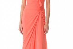 Badgley Mischka Collection Ruffle Strapless Gown