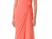 Badgley Mischka Collection Ruffle Strapless Gown