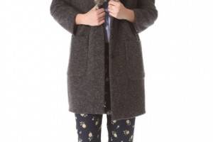 Band of Outsiders Coat with Faux Fur Collar
