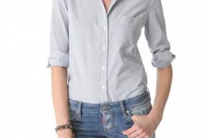 Band of Outsiders Cropped Sleeve Shirt With Pocket