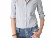 Band of Outsiders Cropped Sleeve Shirt With Pocket