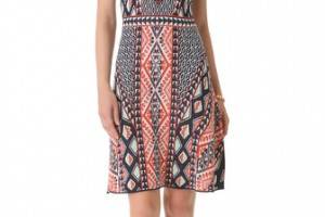 BCBGMAXAZRIA Printed Short Sleeve Dress