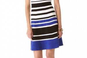 BCBGMAXAZRIA Short Sleeve Stripe Dress