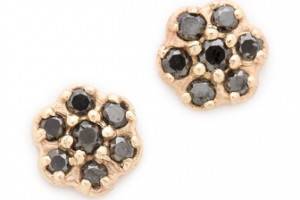 blanca monros gomez Black Diamond Rosette Stud Earrings