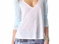 Blue Life V Neck Baseball Tee