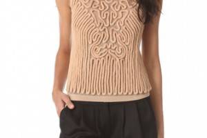 Carven Sleeveless Embroidered Knit Top