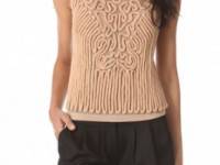 Carven Sleeveless Embroidered Knit Top