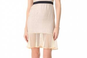 Charlotte Ronson Net Paneled Flounce Dress