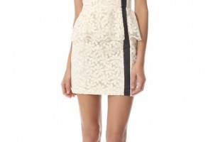 Charlotte Ronson Peplum Dress with Leather Detail