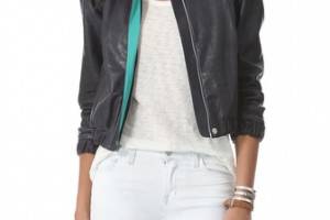 Charlotte Ronson Varsity Leather Jacket