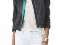 Charlotte Ronson Varsity Leather Jacket
