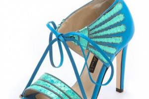 Chrissie Morris Holographic Tie Sandals