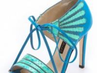 Chrissie Morris Holographic Tie Sandals