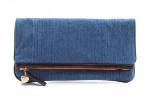 CLARE VIVIER Fold Over Denim Clutch