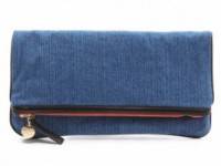 CLARE VIVIER Fold Over Denim Clutch