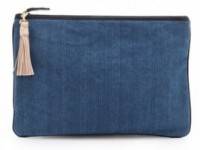 CLARE VIVIER Oversized Denim Clutch with Tassels