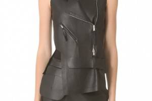 CoSTUME NATIONAL Leather Zip Vest