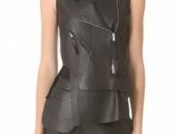 CoSTUME NATIONAL Leather Zip Vest