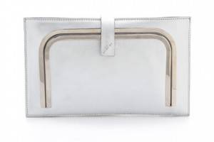 CoSTUME NATIONAL Silver Clutch with Metal Frame