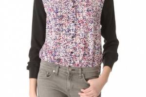 Cut25 by Yigal Azrouel Printed Panel Blouse