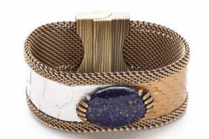 Cynthia Desser Narrow Snakeskin & Lapis Cuff