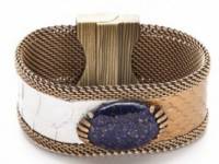 Cynthia Desser Narrow Snakeskin &amp; Lapis Cuff