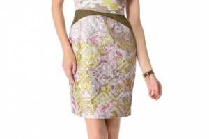 Cynthia Rowley Brocade Dress with Mesh Inset