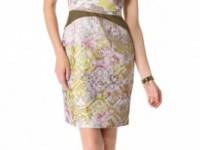 Cynthia Rowley Brocade Dress with Mesh Inset