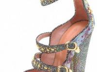 Cynthia Rowley Brocade Triple Strap Heels